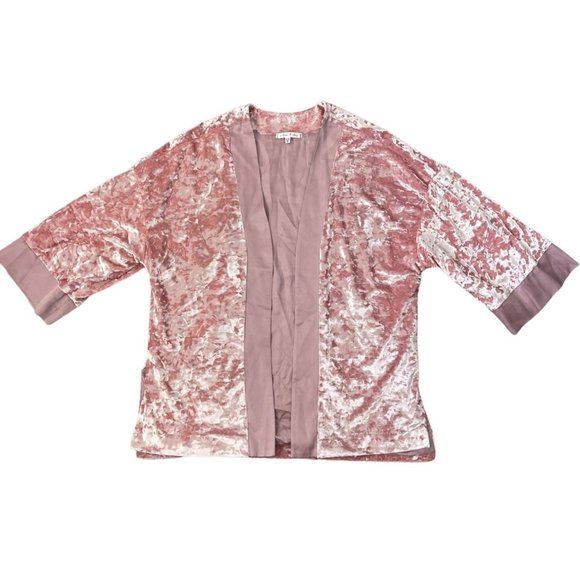 Free People Willow‎ & Clay Crushed Velvet Kimono Cardigan Pink XS/S Boho NWOT - Picture 4 of 12